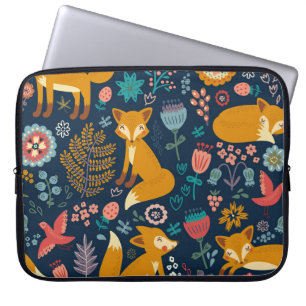 Färgt mönster med foxfox,mönster,skog,fall laptop fodral