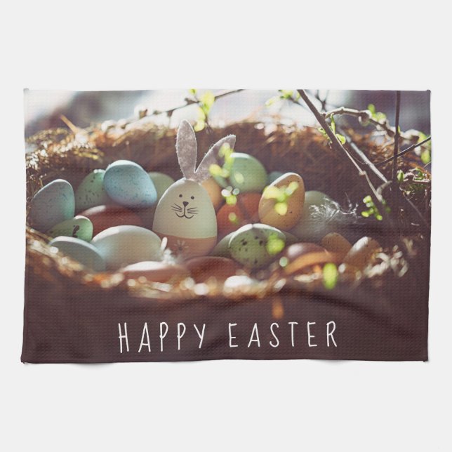 Färgt Påskägg Bilder Påskägg Dag Cute Kökshandduk (Horisontell)