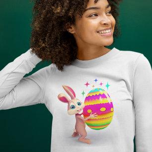 Färgt Påskägg Cute Påskhare Ägg Hunt Roligt T Shirt