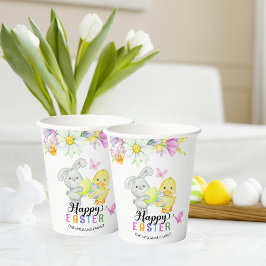 Färgt Påskägg Hunt Cute Bunny & Chick Blommigt