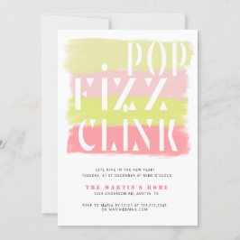 Färgt penseldrag Modern nyårskort Party Inbjudningar