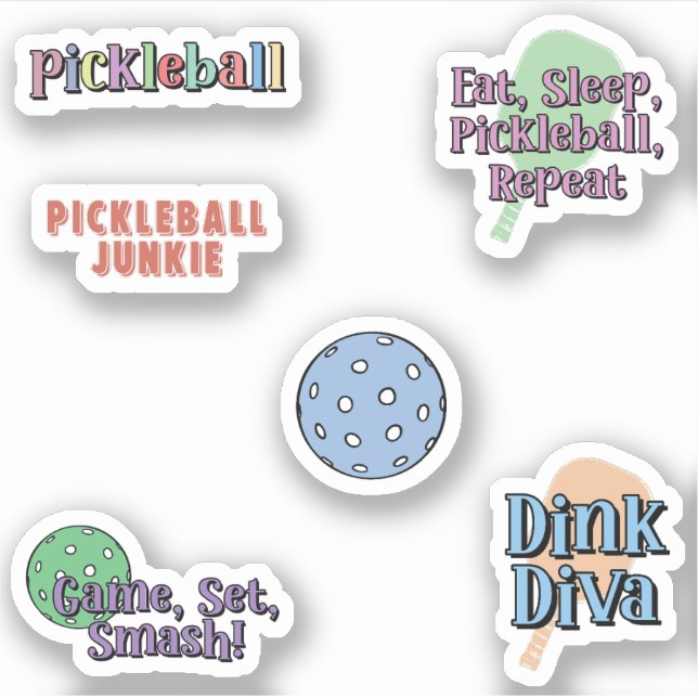 Färgt Pickleball Player-stickpaket Klistermärken (Framsida)