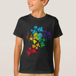 Färgt Pride Heart Rainbow Heartslag lgbt T Shirt