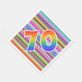 Färgt Rand + Rainbow Mönster "70" Händelsenummer Pappersservett
