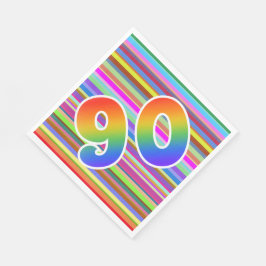 Färgt Rand + Rainbow Mönster "90" Händelsenummer Pappersservett
