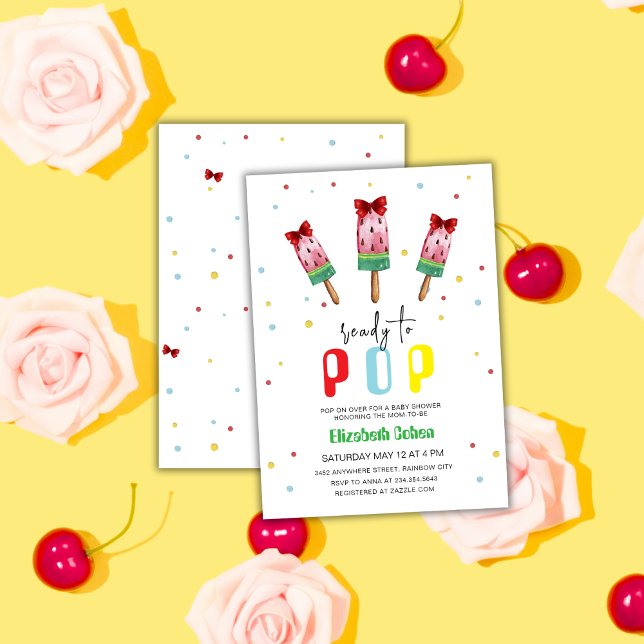 Färgt Redo till popup Ice Cream Baby Shower Inbjudningar (Colorful Ready To Pop Ice Cream Baby Shower Invitation)