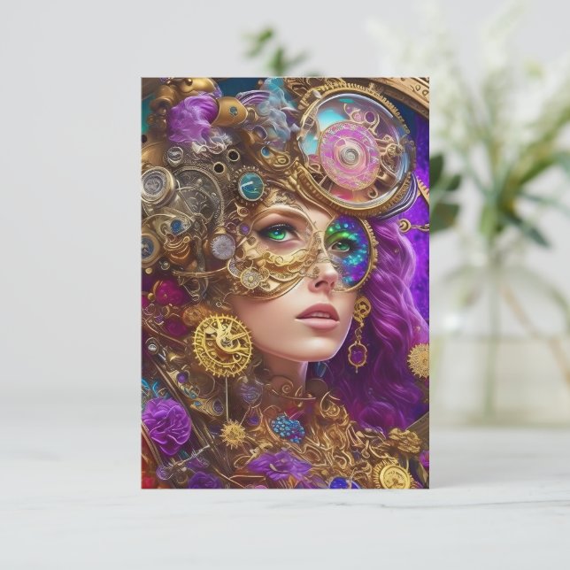 Färgt Steampunk - kort - kort (Stående Fram)