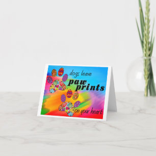 Färgt Tass avtryck-hälsningskort för Hund Tack Kort