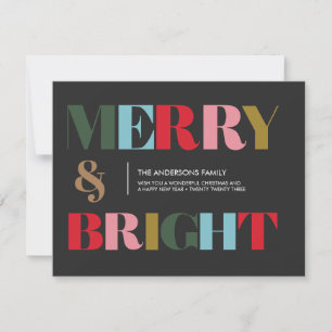 Färgt Trendig - merry och ljus jul Julkort