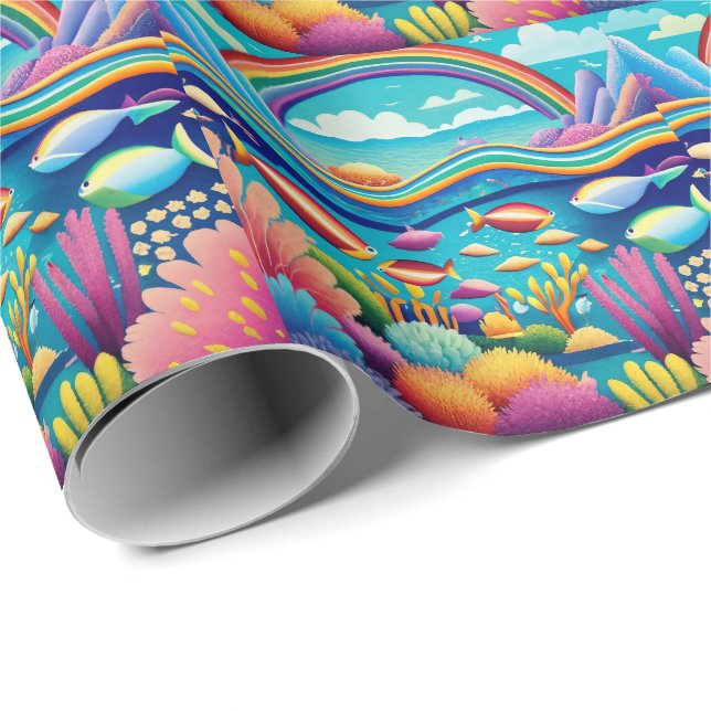 Färgt undervatten under regnbågen presentpapper (Rullad Hörn)