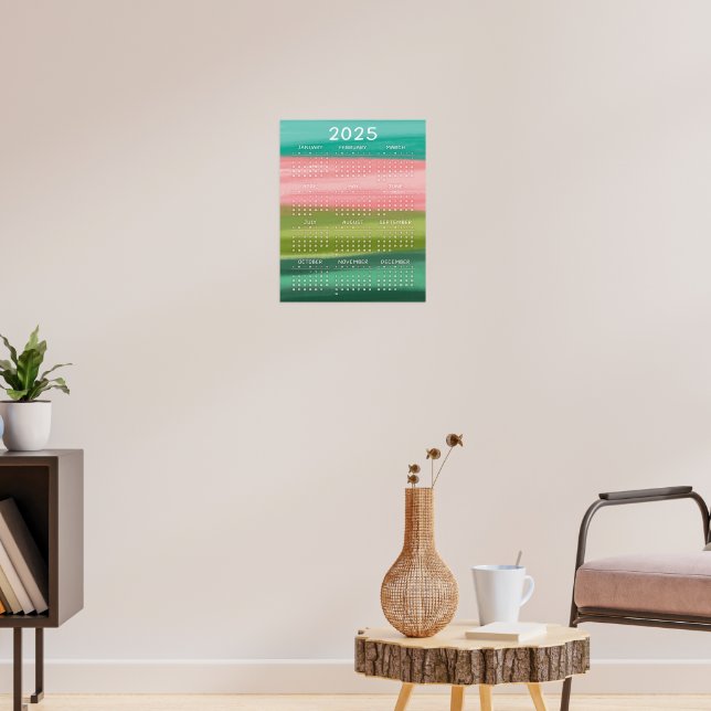 Färgt Vågrät Vattenfärgstryck 2025 Poster (Vardagsrum 3)