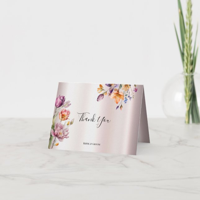 Färgt Vår blommor tackkort (Framsida)