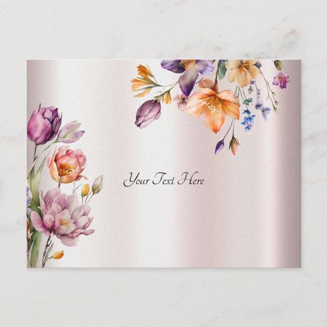 Färgt Vår blommor vykort (Framsida)