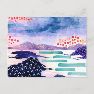 Färgt vykort för Scottish Watercolor Painting