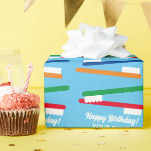 Färgtandborste mönster anpassningsbar Birthday Presentpapper