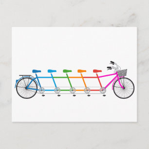 Färgtandemcykel, gruppcykel vykort
