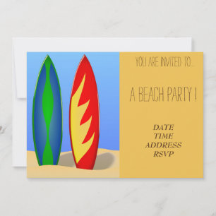 Färgtavlor för Retro Beach party Inbjudningar