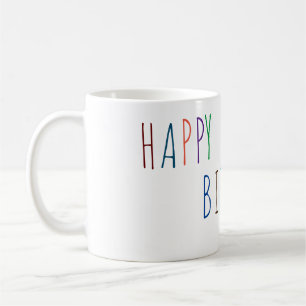 Färgteckensnitt för grattis på födelsedagen kaffemugg