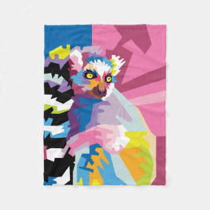 Färgteckning - Lemur Porträtt Fleecefilt