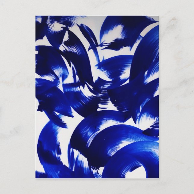 Färgteckning med blå Abstrakt med ljusa penseldrag Vykort (Framsida)