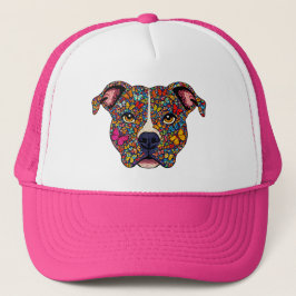 Färgterapi Fjäril Hund Porträtt Pitbull Mamma Keps