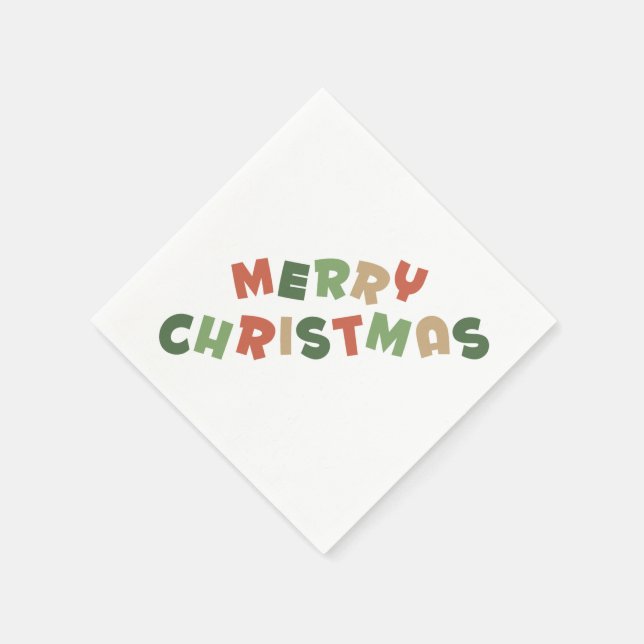 Färgtext god jul brev rektangulär pappersservett (Hörn)