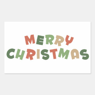 Färgtext god jul brev rektangulärt klistermärke