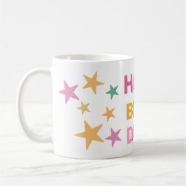 Färgtext och stjärnor Grattis på födelsedagen Kaffemugg