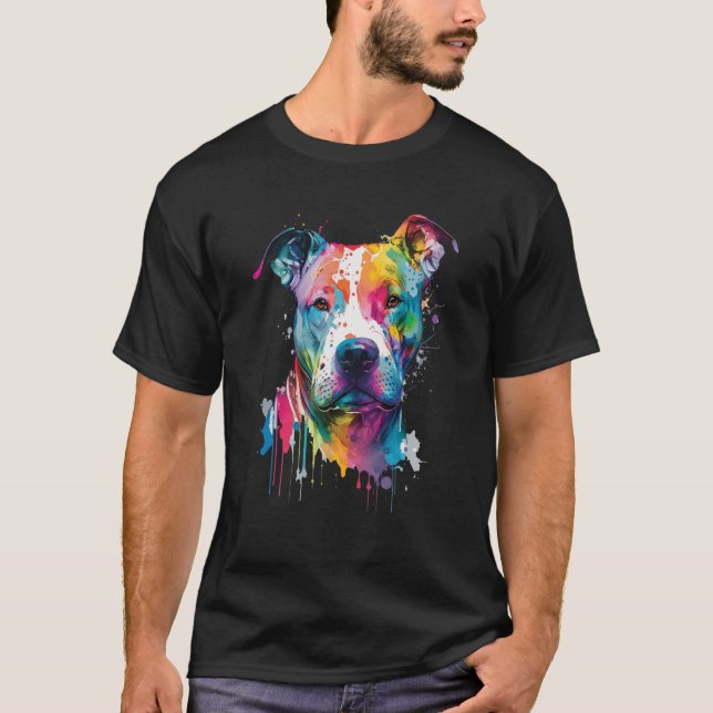 Färgtjurar Terrier Hund Kärlek eller Pappa Mamma B T Shirt (Framsida)