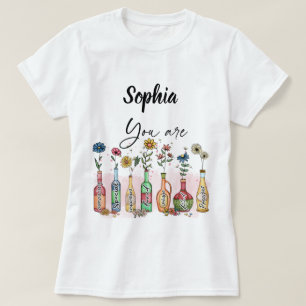 Färgton Flaska Blommigt Subliceringskonstom för fä T Shirt