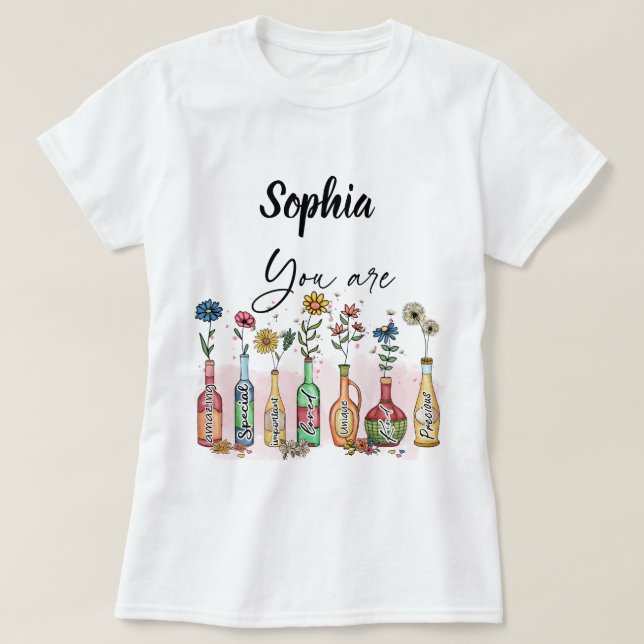 Färgton Flaska Blommigt Subliceringskonstom för fä T Shirt (Design framsida)