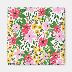 Färgton för Cute Rosa Red Vår Blommigt Magnet