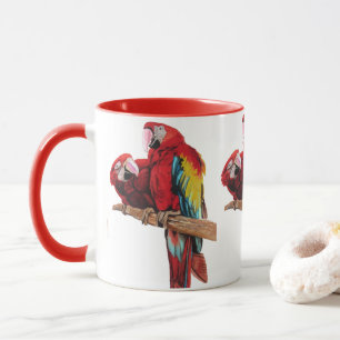 Färgton för färgen Red Macaw Watercolor Mugg