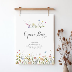 Färgton för Vild Blommor Bröllop Open Pub Poster
