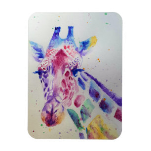 Färgton Giraffe Watercolor animal art Magnet