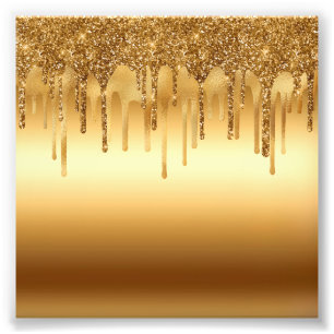 Färgton i Guld med Glitter-detaljer i miniatyr Fototryck