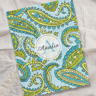 Färgton Paisley Blue Boho Chic Anpassningsbar Fleecefilt