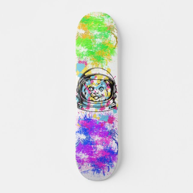 Färgton Stänk Cat Mini Skateboard Bräda 18,5 Cm (Framsida)