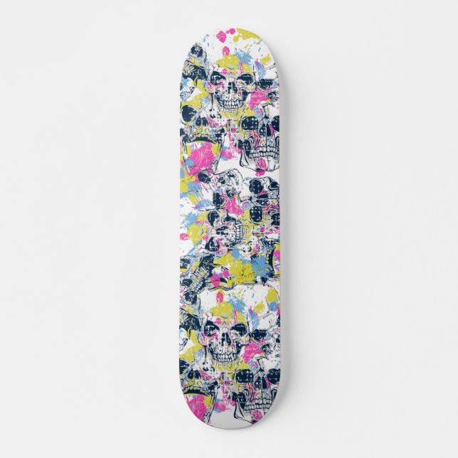 Färgton Stänk Skulldesign | Mini Skateboard Bräda 18,5 Cm (Framsida)