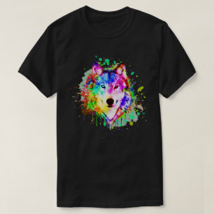 Färgton Stänk Varg Art T Shirt