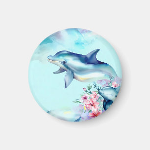Färgtonad delfinfärgad vattenfärg magnet