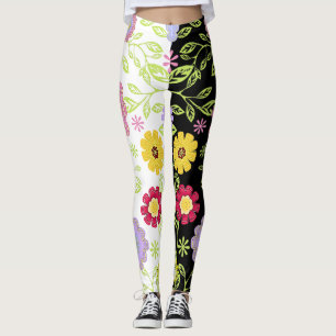 Färgtoning för Bright Blommigt-popup-bilder, Bi-Fä Leggings