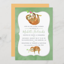 Färgtoning för cute Watercolor Sloth, babydusch In