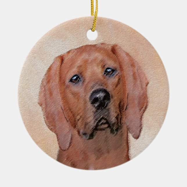 Färgtoning med omben - Cute Original Hund Art Julgransprydnad Keramik (Framsidan)