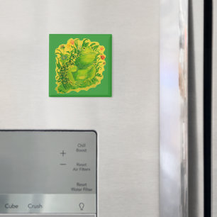 Färgtoning på lera Grönt från teckningar Magnet