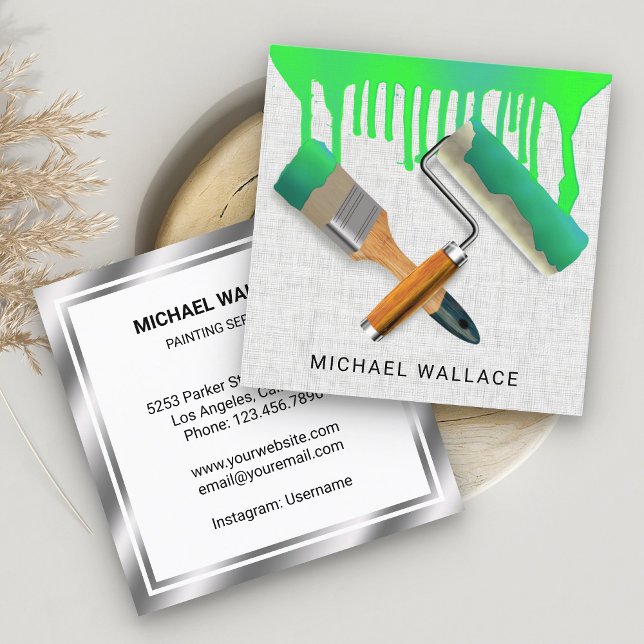 Färgtonsmålning Works Professionell Painter Fyrkantigt Visitkort (Skapare uppladdad)