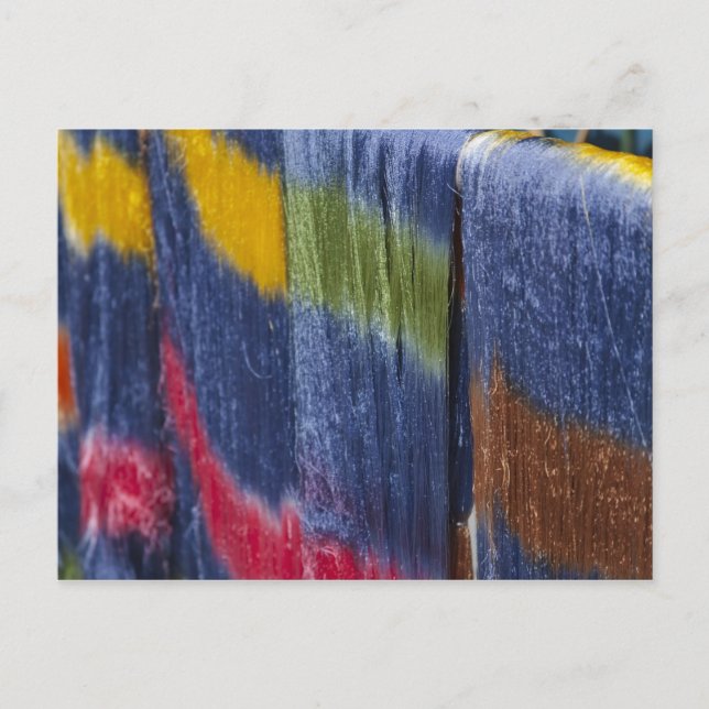 Färgtråd från silke, Mandalay, Myanmar Vykort (Framsida)