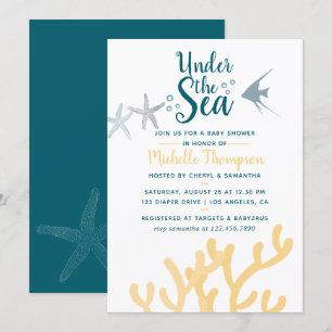 Färgtrend Under havet Ocean-temat Baby Shower Inbjudningar