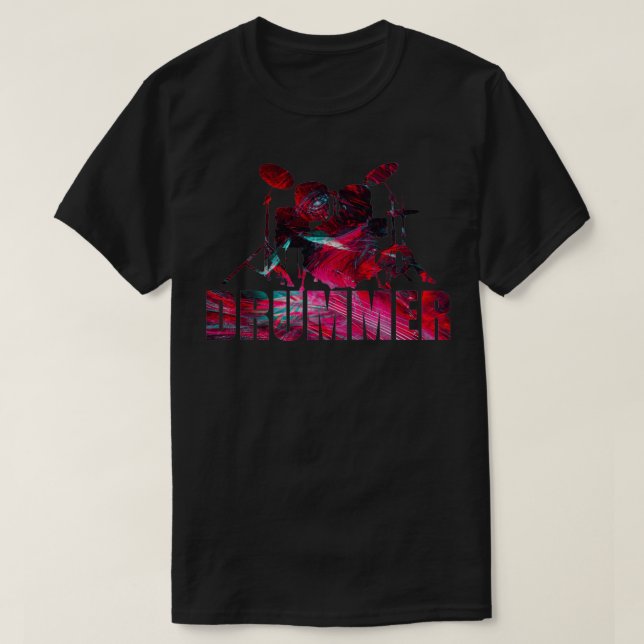 Färgtrummor, trumma abstrakt röd  t shirt (Design framsida)
