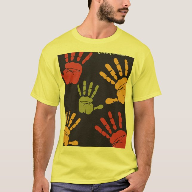 Färgtshirt av händer t shirt (Framsida)